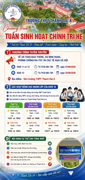 Thông báo về lịch sinh hoạt chính trị đầu năm của Trường THPT Thanh Oai A năm học 2026-2027